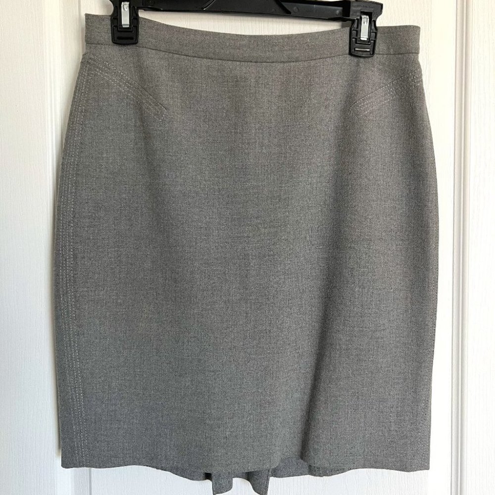 LOFT Gray Pencil Skirt with Kick Pleat 2
